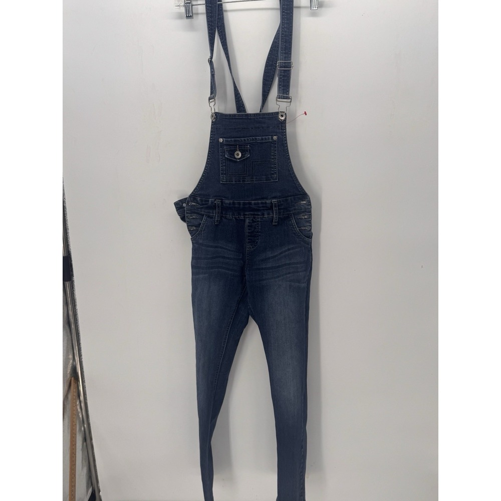 YMI Women's Size 1 Denim Bib Overalls Blue Skinny Leg Jeans Y2K Grunge Style